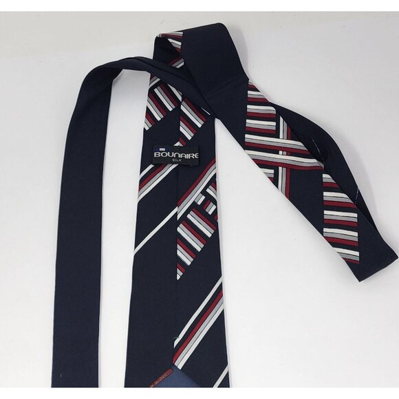 Geometric Necktie Tie Bounaire's Red White Blue Polyester 53"L 3"W VTG Retro - Picture 7 of 9